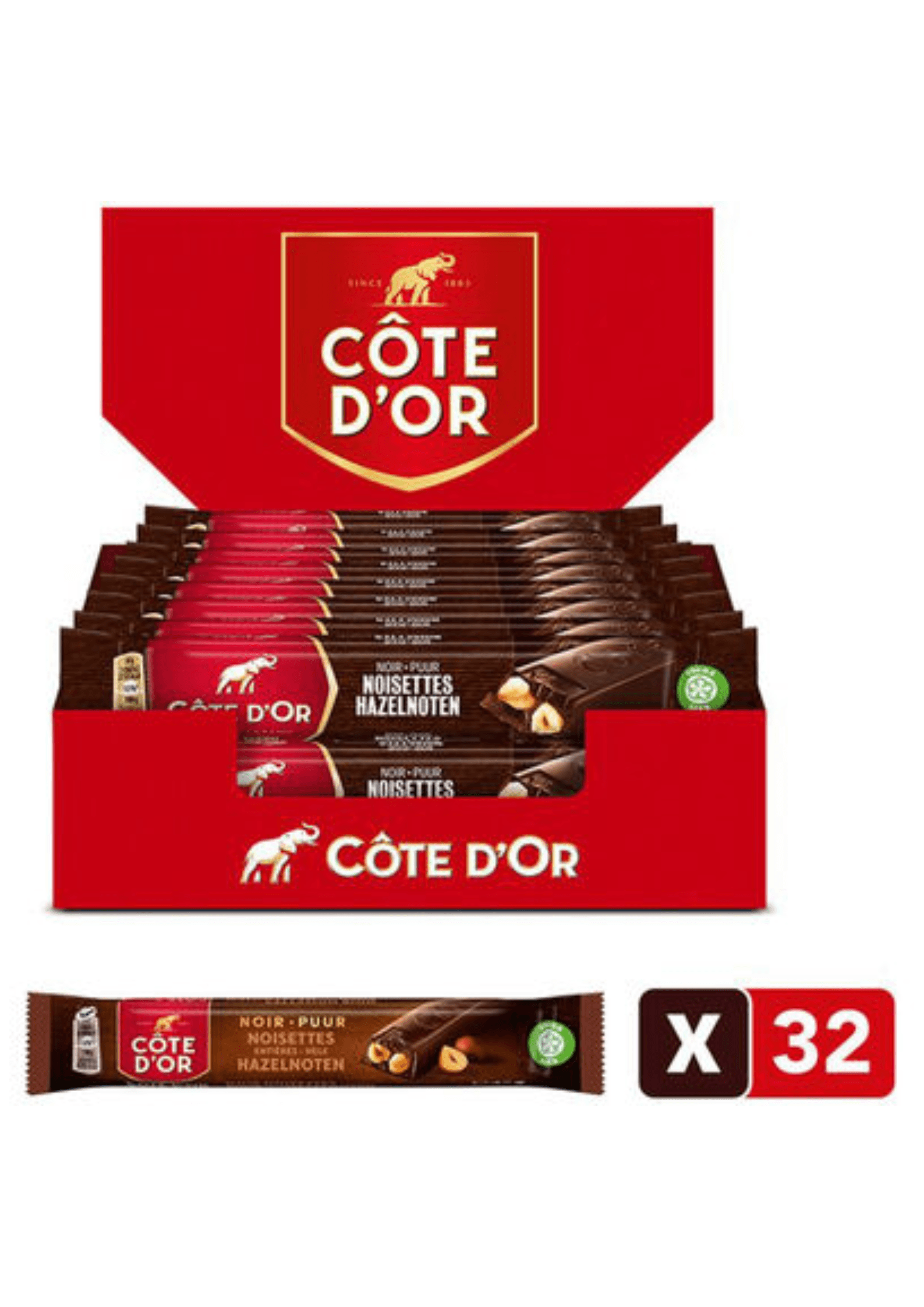 Côte d'Or Bâton Chocolat Noir Noisette - 32 x 45 g
