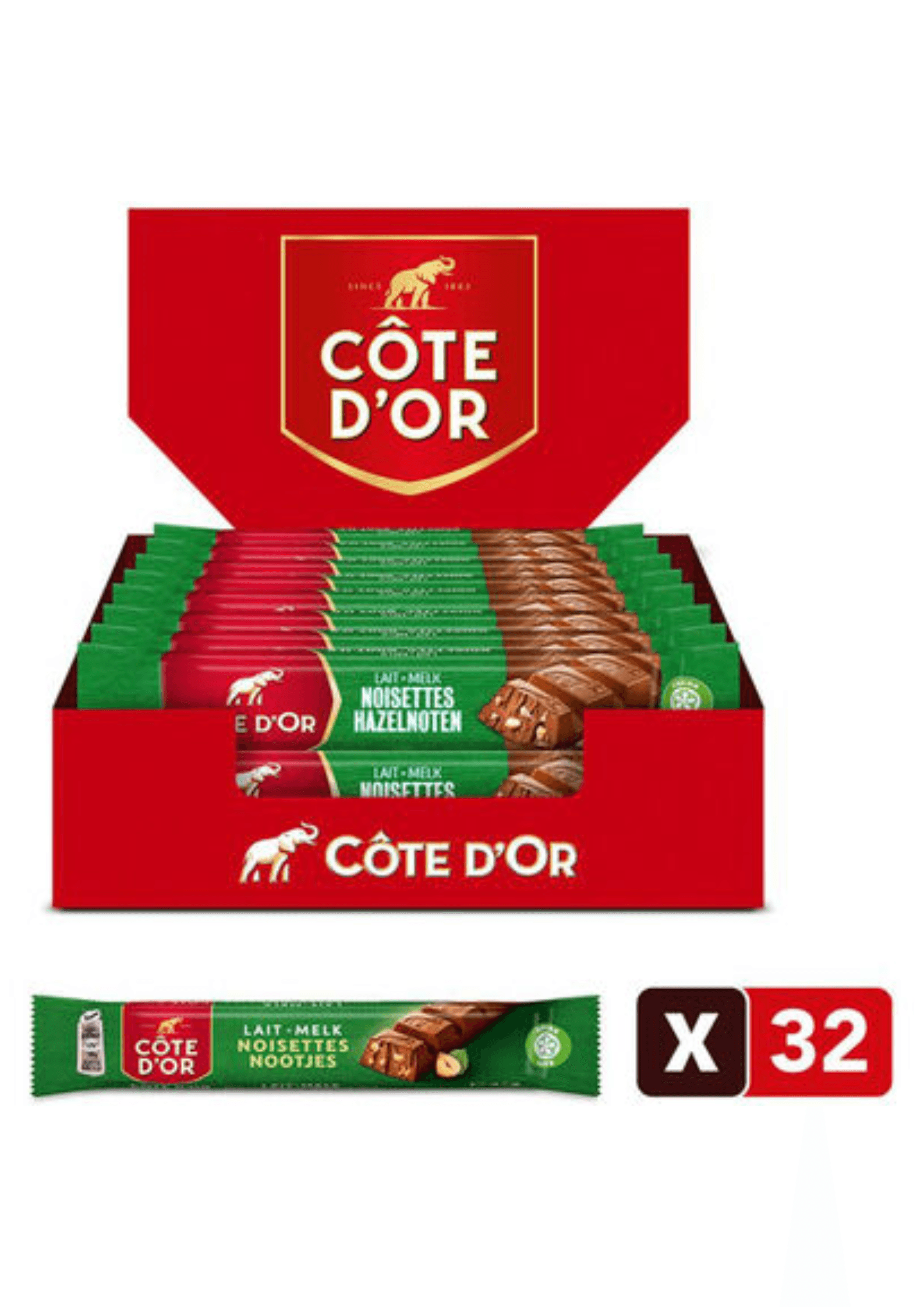 Côte d'Or Bâton Chocolat Lait Noisettes - 32 x 45 g