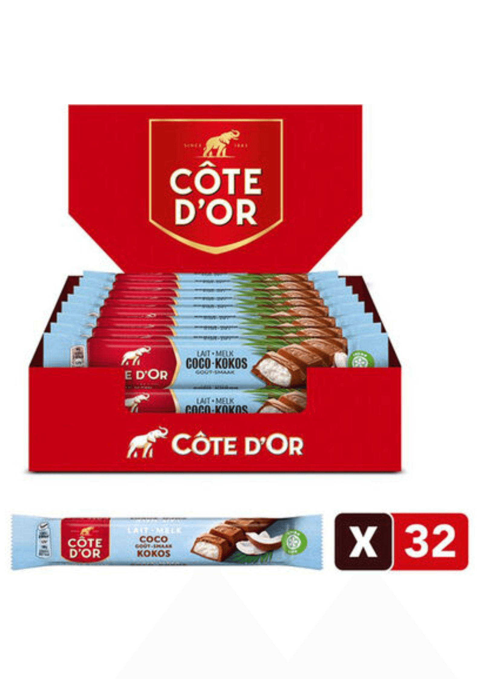 Côte d'Or Bâton Chocolat Lait Coco - 32 x 44 g
